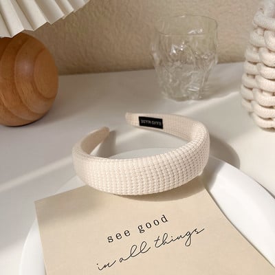 Modne krem bijele serije traka za glavu za žene Karirane trake za kosu za djevojčice Spužvasta pokrivala za glavu Obruč za kosu Ženski ukrasi za kosu Dodaci za kosu