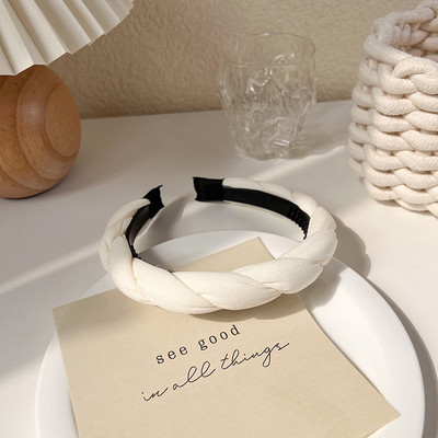 Modne krem bijele serije traka za glavu za žene Karirane trake za kosu za djevojčice Spužvasta pokrivala za glavu Obruč za kosu Ženski ukrasi za kosu Dodaci za kosu