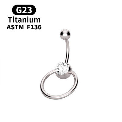 Nou G23 titan 14G dublu rotund cubic zirconia 316L oțel chirurgical piercing buric bijuterii buric buric inel Oreja