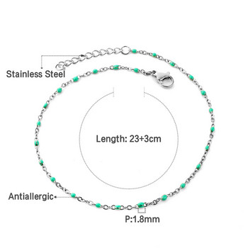 LUXUSTEEL Бохемски зелени синьо-жълти мъниста Вериги за глезени Неръждаема стомана Лятна гривна за глезена Бижута за тяло Подаръци за жени Момиче