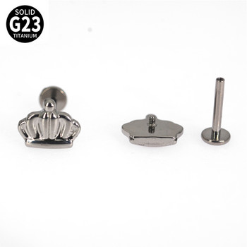 1Pcs F136 Titanium Crown Lip Labret Paw Ear Studs Обеци за жени/мъже 6/8 мм бижута за пиърсинг на трагус хрущял