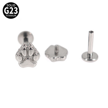 1Pcs F136 Titanium Crown Lip Labret Paw Ear Studs Обеци за жени/мъже 6/8 мм бижута за пиърсинг на трагус хрущял