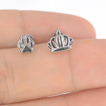 1Pcs F136 Titanium Crown Lip Labret Paw Ear Studs Обеци за жени/мъже 6/8 мм бижута за пиърсинг на трагус хрущял