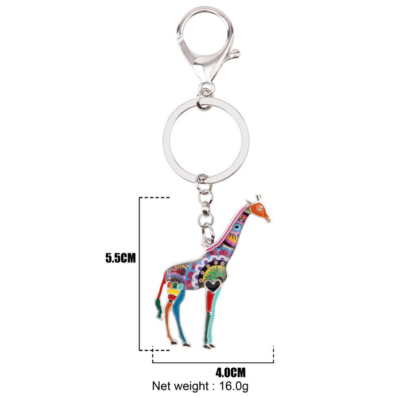 „Bonsny“ emalio metalo Afrikos džiunglių žirafos raktų pakabukas Raktų pakabukas Raktų pakabukas moterims Moterų krepšys Automobilis Naujiena Papuošalai Didelės dovanos
