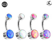 14G G23 Titanium Short Belly Button Rings Belly Piercing Opal 10/12mm Ball Navel Rings F136 Tianium Body Piercing Rose Gold