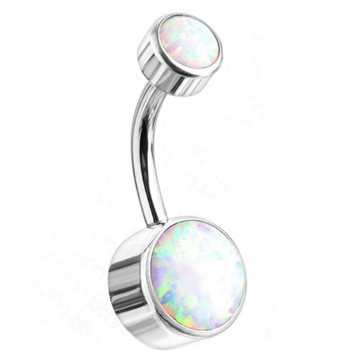 14G G23 Titanium Short Belly Button Rings Belly Piercing Opal 10/12mm Ball Navel Rings F136 Tianium Body Piercing Rose Gold