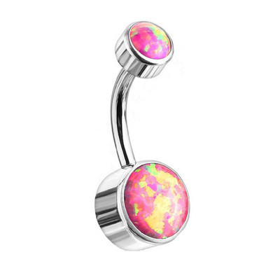14G G23 Titanium Short Belly Button Rings Belly Piercing Opal 10/12mm Ball Navel Rings F136 Tianium Body Piercing Rose Gold