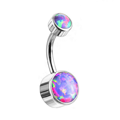 14G G23 Titanium Short Belly Button Rings Belly Piercing Opal 10/12mm Ball Navel Rings F136 Tianium Body Piercing Rose Gold