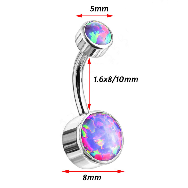 14G G23 Titanium Short Belly Button Rings Belly Piercing Opal 10/12mm Ball Navel Rings F136 Tianium Body Piercing Rose Gold