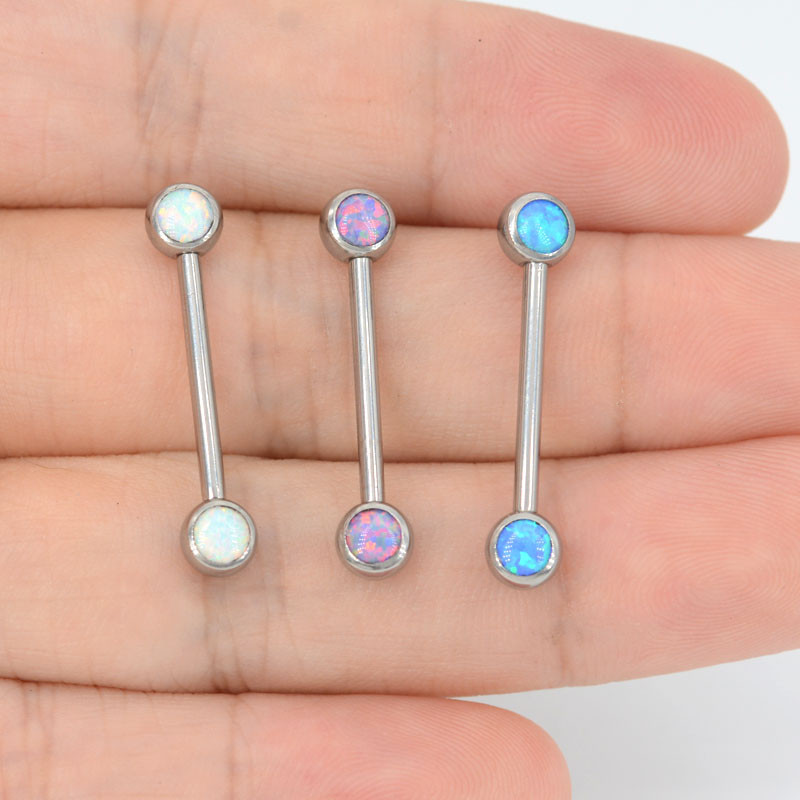 1 db titán opál 14g belső szál Szexi Mamilo piercingek nyelv súlyzó piercingek ékszerek mellbimbó Shiled rudak piercing