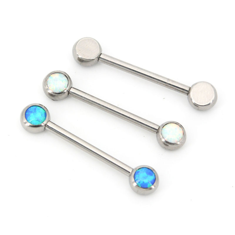 1 db titán opál 14g belső szál Szexi Mamilo piercingek nyelv súlyzó piercingek ékszerek mellbimbó Shiled rudak piercing