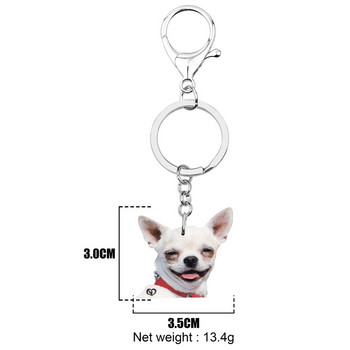 Bonsny Acrylic Sweet Chihuahua Μπρελόκ για σκύλους Lovely Pet Animal Keyring Κοσμήματα για γυναίκες Παιδικά ανδρικά καινοτόμα αξεσουάρ τσάντα δώρου