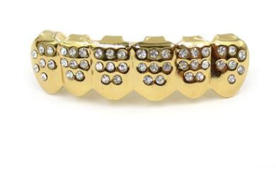1Komplekt Hip Hop Top & Bottom Thumb Grillz Hip Hop Gold Hõbedase värviga Iced Out CZ Teeth Grillz Top Bling Meeste Naiste Ehted