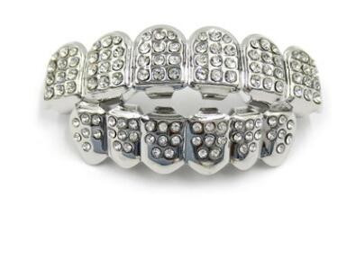 1Komplekt Hip Hop Top & Bottom Thumb Grillz Hip Hop Gold Hõbedase värviga Iced Out CZ Teeth Grillz Top Bling Meeste Naiste Ehted