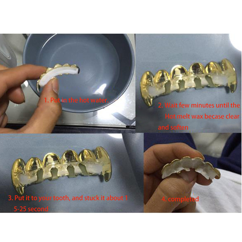 1Komplekt Hip Hop Top & Bottom Thumb Grillz Hip Hop Gold Hõbedase värviga Iced Out CZ Teeth Grillz Top Bling Meeste Naiste Ehted