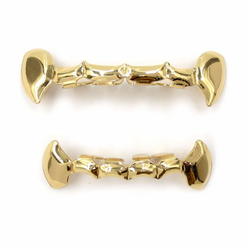 Starbeauty Grillz Set 4 Színes Hip Hop Grillz Félfogak Drakula Vámpírfogak Vékony Rácsok Arany felső és alsó fogak szett