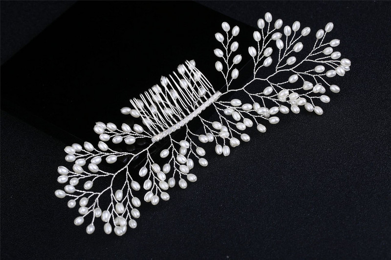 Κομψό κρύσταλλο γάμου χτένα κεφαλής για νύφη που φλερτάρουν στολίδια με μαργαριτάρι νυφικό αξεσουάρ με κλιπ μαλλιών κοσμήματα