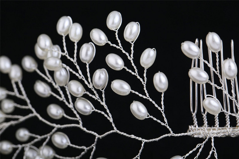 Κομψό κρύσταλλο γάμου χτένα κεφαλής για νύφη που φλερτάρουν στολίδια με μαργαριτάρι νυφικό αξεσουάρ με κλιπ μαλλιών κοσμήματα