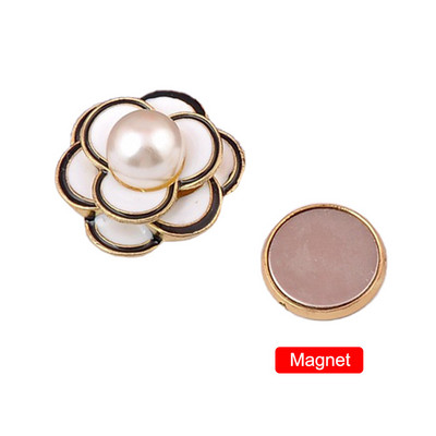 Υψηλής ποιότητας Camellia Flower Magnet Καρφίτσα Περλ Ισχυρή μεταλλική επιμετάλλωση Καρφίτσες με μαγνητική καρφίτσα χωρίς τρύπες για αξεσουάρ γυναικείων ενδυμάτων