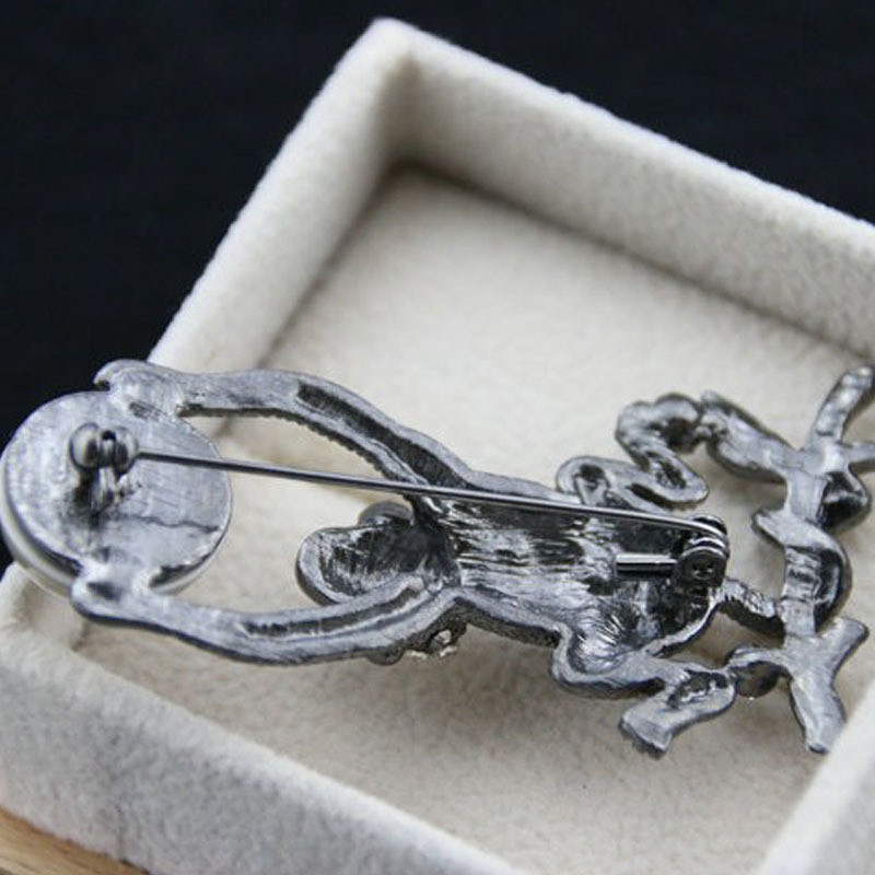 2020 bijuterii modă design unic cristal luna maimuță broșă ace metal vintage animal stras broșe pentru femei