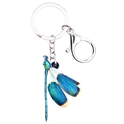 Bonsny Acrilic Anime Blue Dragonfly Insect Breloc Breloc Inel Bijuterii Insecte Pentru Femei Fete Teen Geantă Poșetă Fashion Charms
