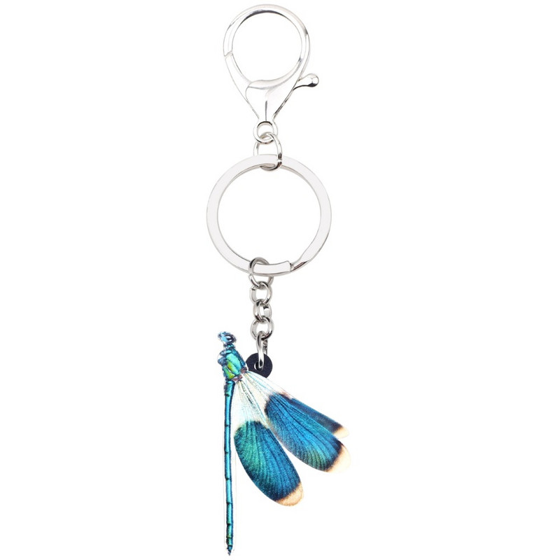 Bonsny Acrilic Anime Blue Dragonfly Insect Breloc Breloc Inel Bijuterii Insecte Pentru Femei Fete Teen Geantă Poșetă Fashion Charms