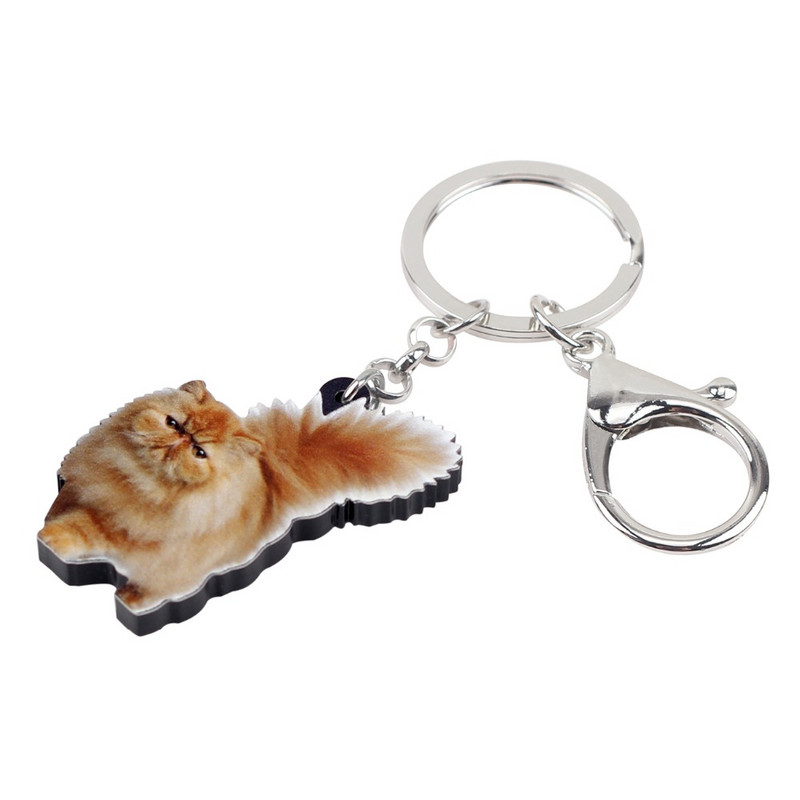 Bonsny Acrilic Fatty Fluffy Cat Kitten Breloc Breloc Inele Bijuterii Pentru Femei Fete Adolescent Geanta de mana Brelocuri pentru masina Accesorii pentru animale de companie
