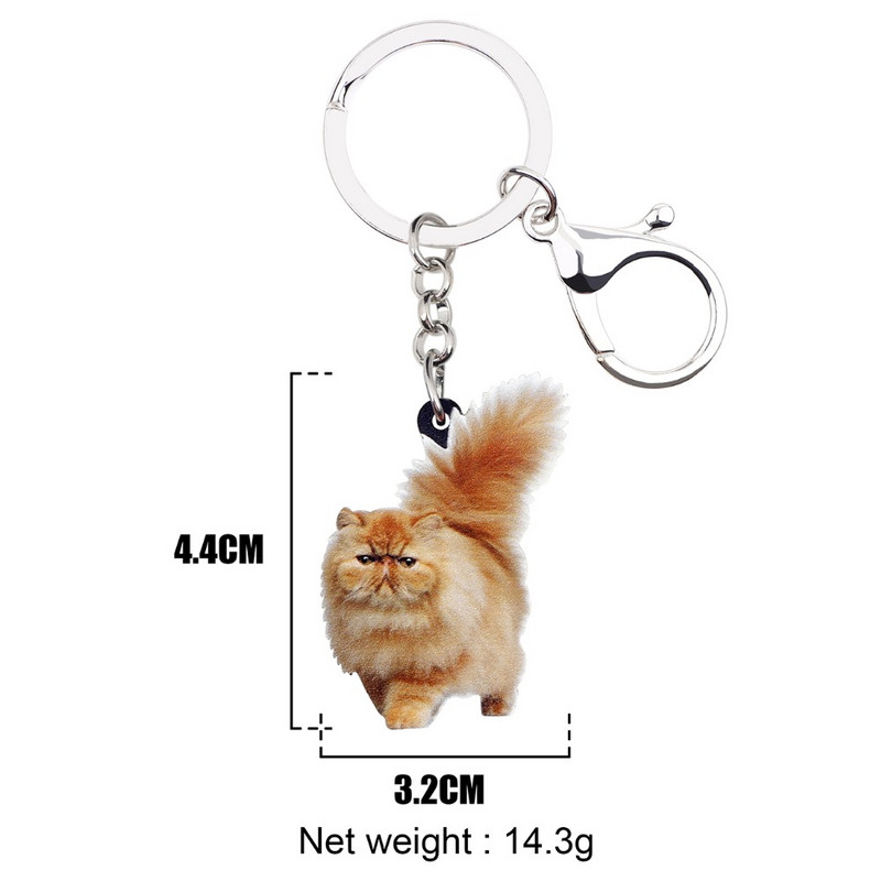 Bonsny Acrilic Fatty Fluffy Cat Kitten Breloc Breloc Inele Bijuterii Pentru Femei Fete Adolescent Geanta de mana Brelocuri pentru masina Accesorii pentru animale de companie