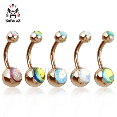 KUBOOZ Hot Selling Rozsdamentes acél Rose Gold Köldök Piercing Köldök Gyűrű Golyó Szexi divatos testékszerek ajándékba 5 db/tétel