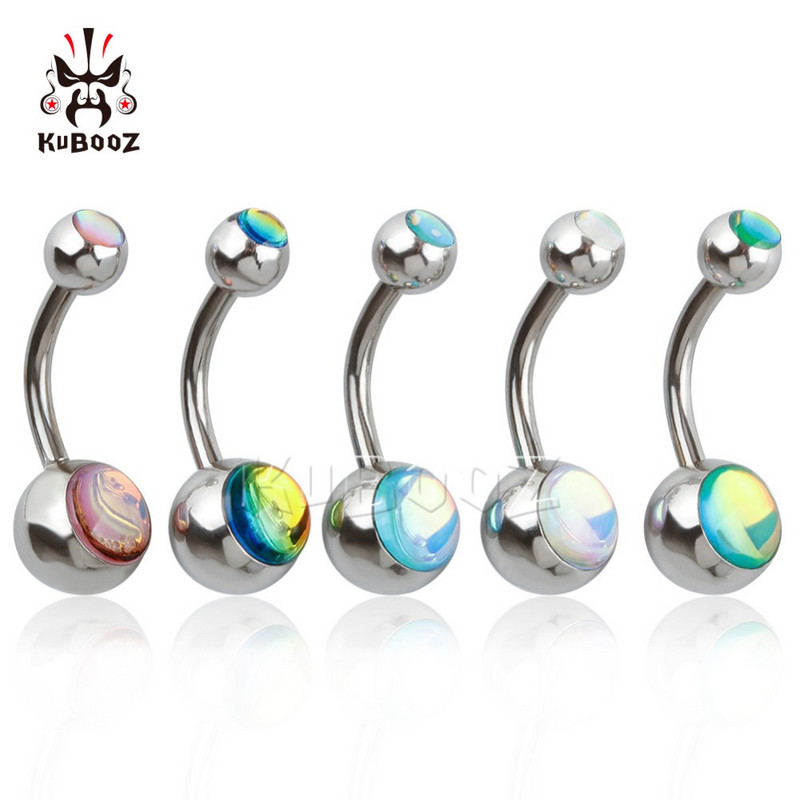 KUBOOZ Hot Selling Rozsdamentes acél Rose Gold Köldök Piercing Köldök Gyűrű Golyó Szexi divatos testékszerek ajándékba 5 db/tétel