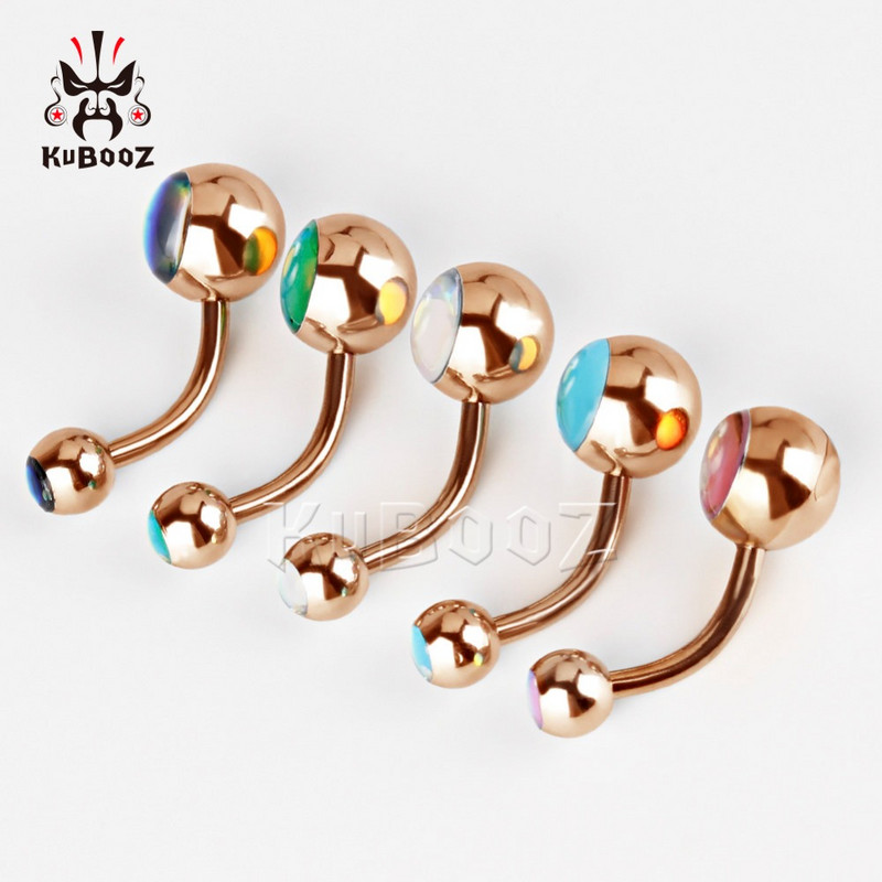 KUBOOZ Hot Selling Rozsdamentes acél Rose Gold Köldök Piercing Köldök Gyűrű Golyó Szexi divatos testékszerek ajándékba 5 db/tétel