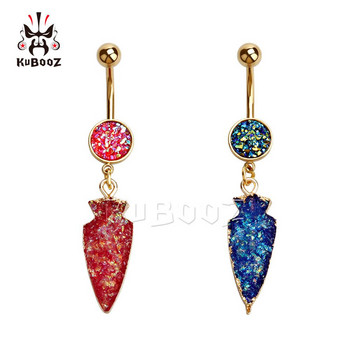 KUBOOZ 2PCS Секси пръстен за пиърсинг на пъпа и пъпа Висулка Бижута за тяло от неръждаема стомана Nombril Umbigo Stud Моден подарък за жени