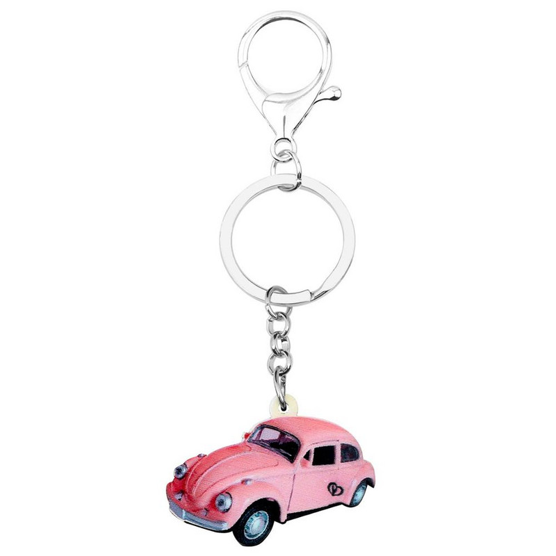 Bonsny Acrilic Clasic Roz Mașină Model Breloc Breloc Bijuterii Noutate Pentru Femei Fete Ladie Poșetă Mașină Charms Decorare