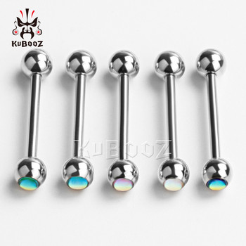 KUBOOZ Sexy Tongue Ring Пиърсинг топка с покритие от неръждаема стомана Labret Stud Piercing Body Jewelry Жени Мъже Моден подарък 5PCS/Lot