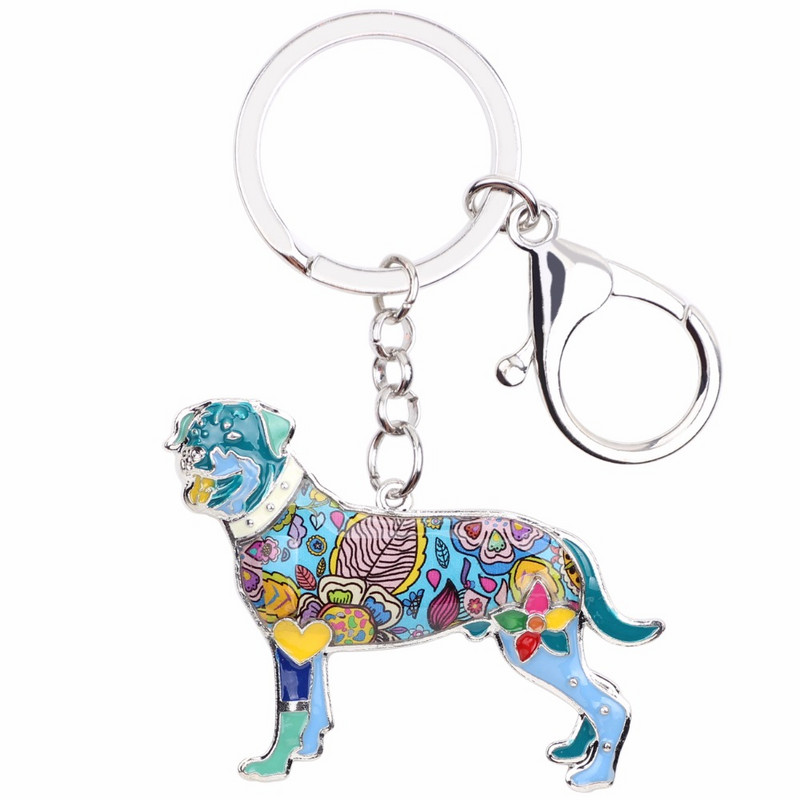 Breloc de chei pentru câine email Rottweiler Bonsny Breloc cadou suvenir pentru femei Breloc de geantă Bijuterii animale de modă Accesorii pentru breloc