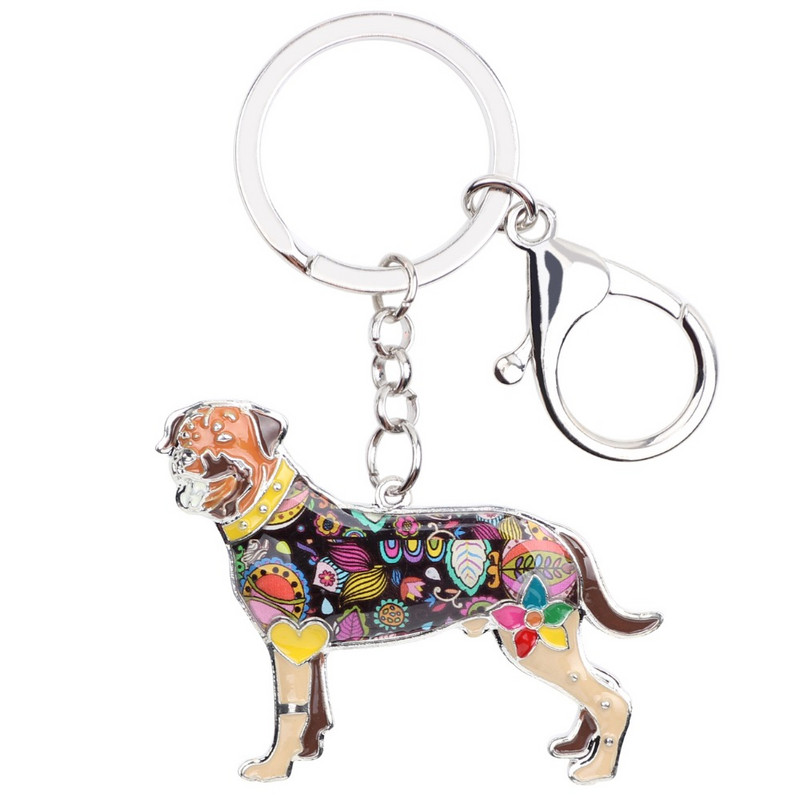 Breloc de chei pentru câine email Rottweiler Bonsny Breloc cadou suvenir pentru femei Breloc de geantă Bijuterii animale de modă Accesorii pentru breloc
