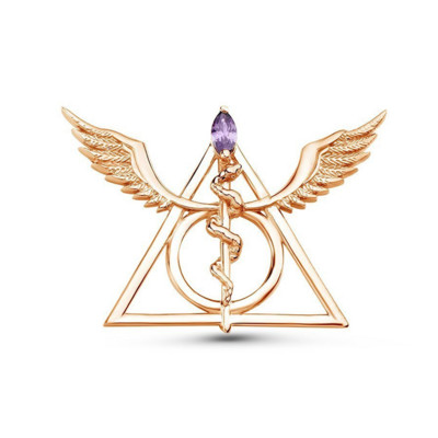 Hanreshe Ace de broșă caduceu medical de lux Aripi de băț de șarpe Aripi medicale geometrice cu revere pentru rucsac insignă bijuterii pentru medic asistentă