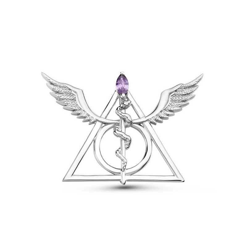 Hanreshe Ace de broșă caduceu medical de lux Aripi de băț de șarpe Aripi medicale geometrice cu revere pentru rucsac insignă bijuterii pentru medic asistentă