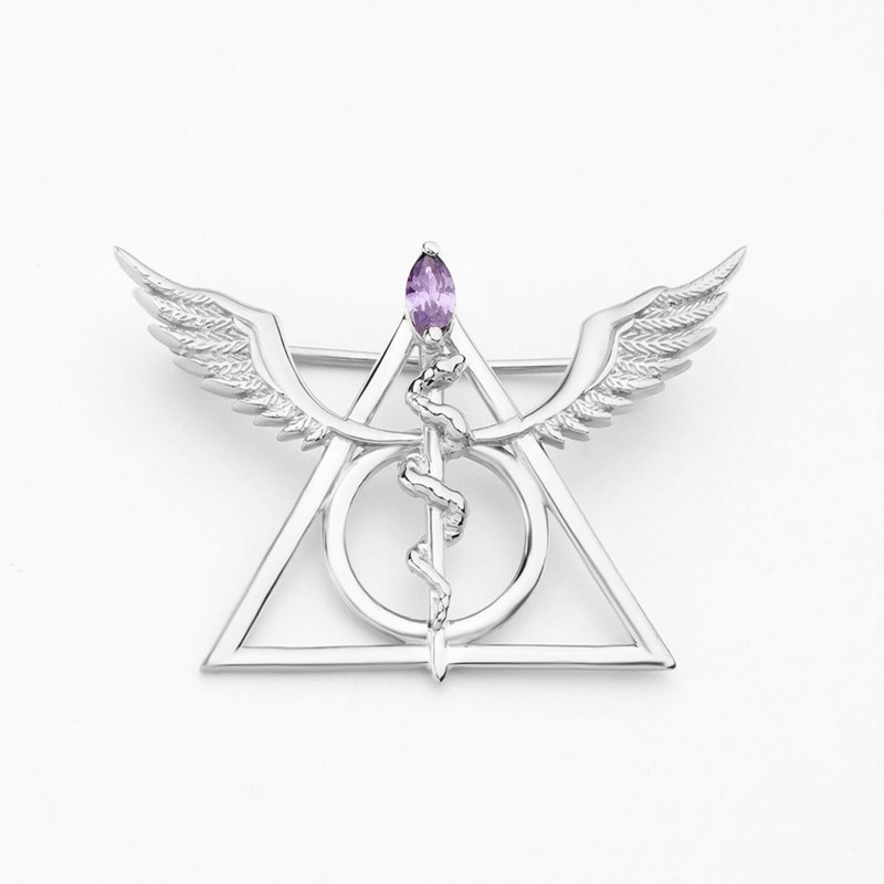 Hanreshe Ace de broșă caduceu medical de lux Aripi de băț de șarpe Aripi medicale geometrice cu revere pentru rucsac insignă bijuterii pentru medic asistentă