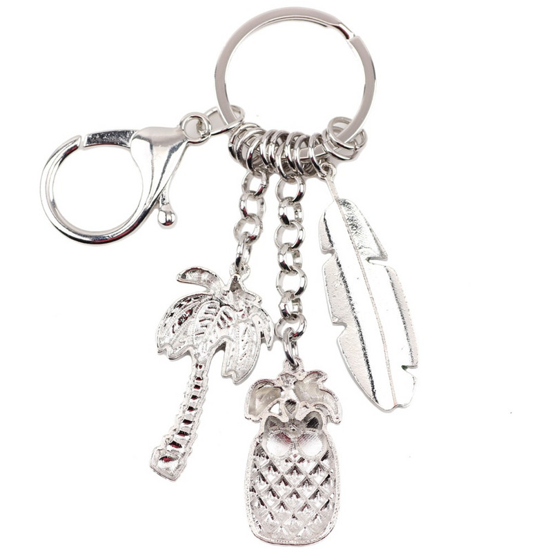 Bonsny emajl Metalni ananas Kokosova palma Privjesci za ključeve Tropski poklon Nakit za žene Djevojke Auto torba Privjesci