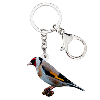 Bonsny Acrilic European Goldfinch Pasăre Breloc Breloc Inel Moda Animale Bijuterii Pentru Femei Fete Geantă Mașină Poșetă Charms Cadou