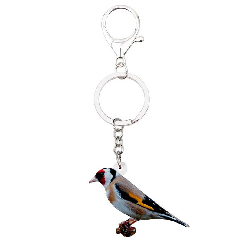 Bonsny Acrilic European Goldfinch Pasăre Breloc Breloc Inel Moda Animale Bijuterii Pentru Femei Fete Geantă Mașină Poșetă Charms Cadou