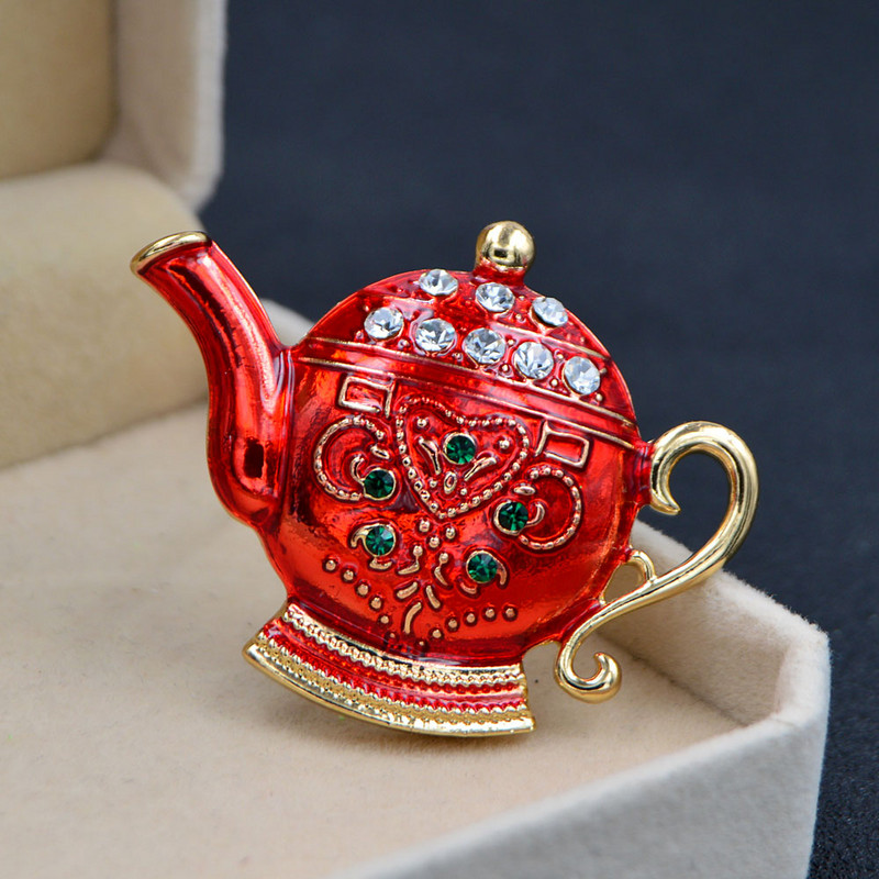 CINDY XIANG Email Ceainic Pin Strass Design Creativ Broșe de modă pentru femei 2 culori disponibile Cadou bun