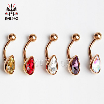 KUBOOZ 5PCS Секси пръстен за пиърсинг на пъпа и корема Копче Teardrop Неръждаема стомана Бижута за тяло Nombril Umbigo Дамски моден подарък