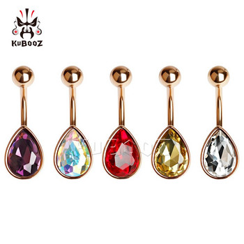 KUBOOZ 5PCS Секси пръстен за пиърсинг на пъпа и корема Копче Teardrop Неръждаема стомана Бижута за тяло Nombril Umbigo Дамски моден подарък