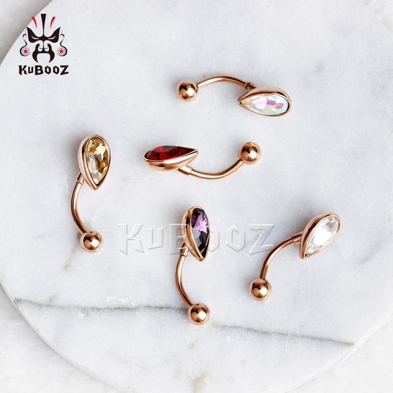 KUBOOZ 5 bucăți piercing la buric sexy pentru buric, buton, lacrimă, bijuterii de corp din oțel inoxidabil, Nombril Umbigo, cadou de modă pentru femei