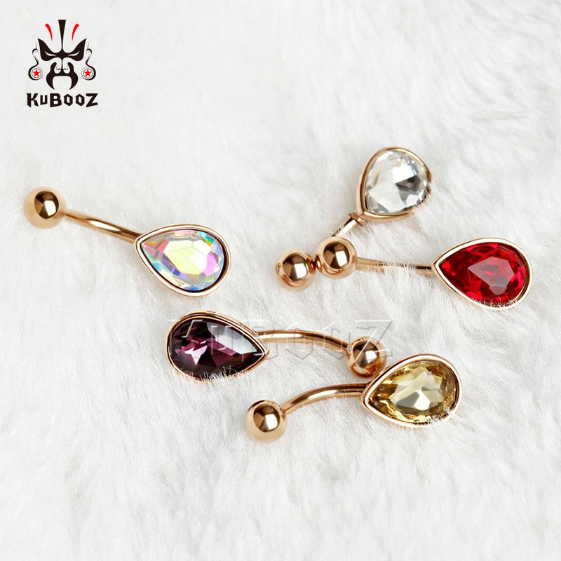 KUBOOZ 5 bucăți piercing la buric sexy pentru buric, buton, lacrimă, bijuterii de corp din oțel inoxidabil, Nombril Umbigo, cadou de modă pentru femei