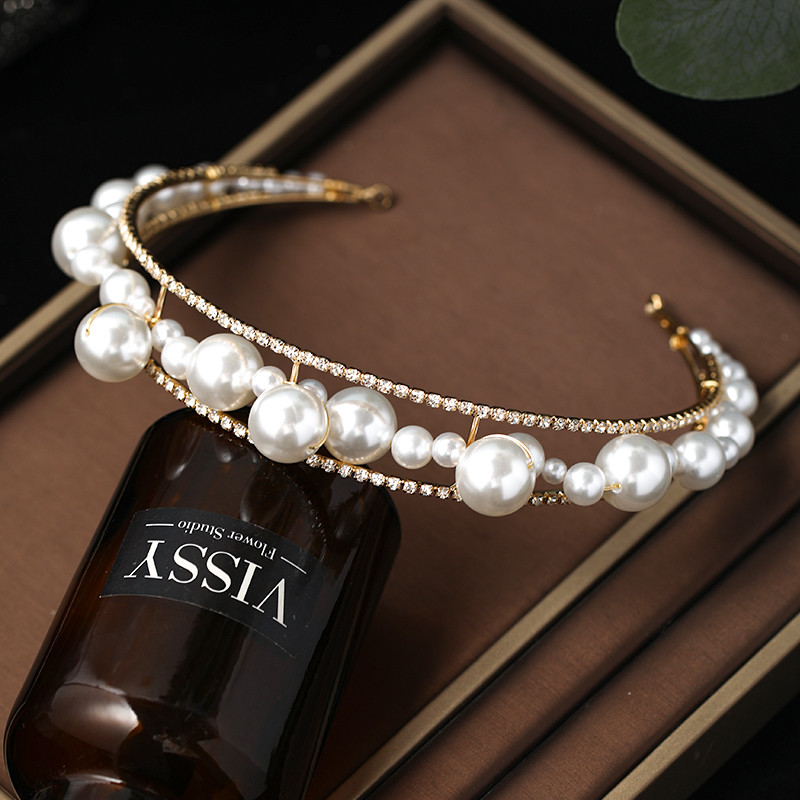 Nouă nuntă perle bentiță accesorii pentru păr strasuri lucrate manual toaleta doamnelor bal de absolvire bentiță mireasă tiara bijuterii de păr