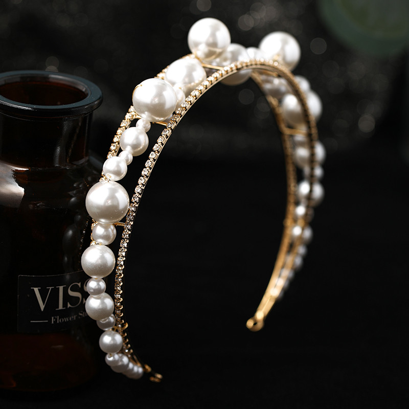 Nouă nuntă perle bentiță accesorii pentru păr strasuri lucrate manual toaleta doamnelor bal de absolvire bentiță mireasă tiara bijuterii de păr