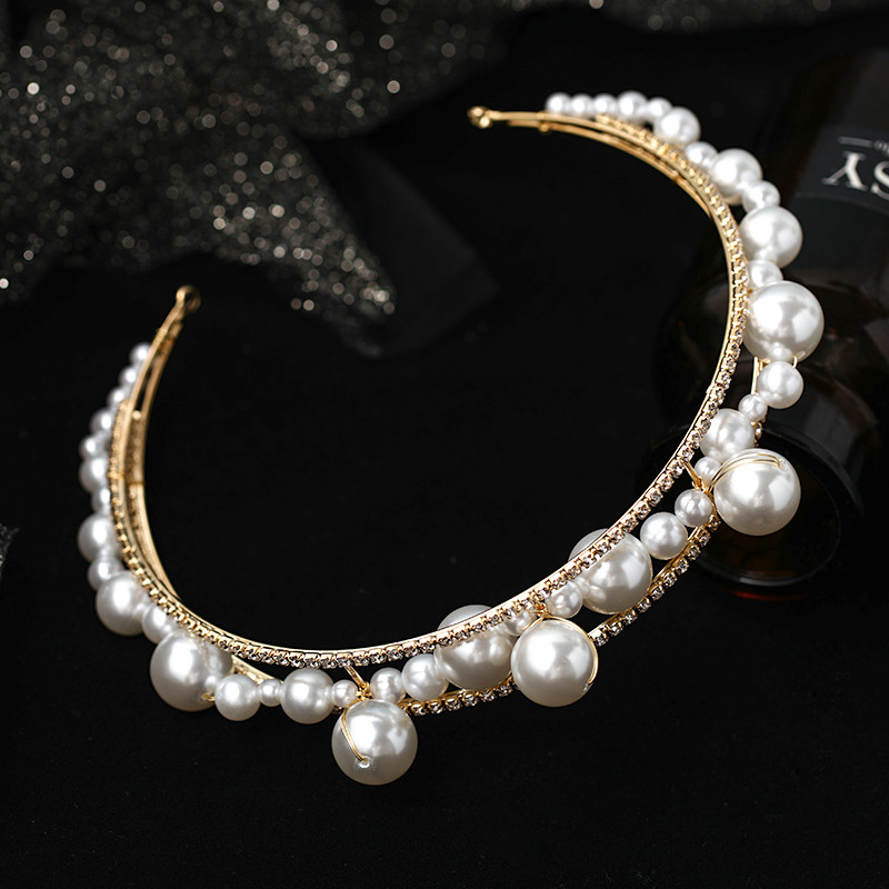 Nouă nuntă perle bentiță accesorii pentru păr strasuri lucrate manual toaleta doamnelor bal de absolvire bentiță mireasă tiara bijuterii de păr